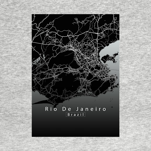 Rio de Janeiro Brazil City Map dark by Robin-Niemczyk